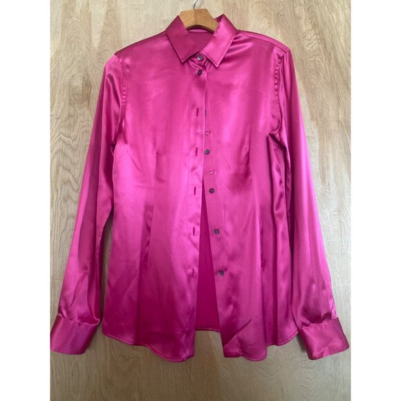 2 X 1990s Dolce & Gabbana Long Sleeve Button Down Silk Blouse Pink Green IT40 - Picture 13 of 15